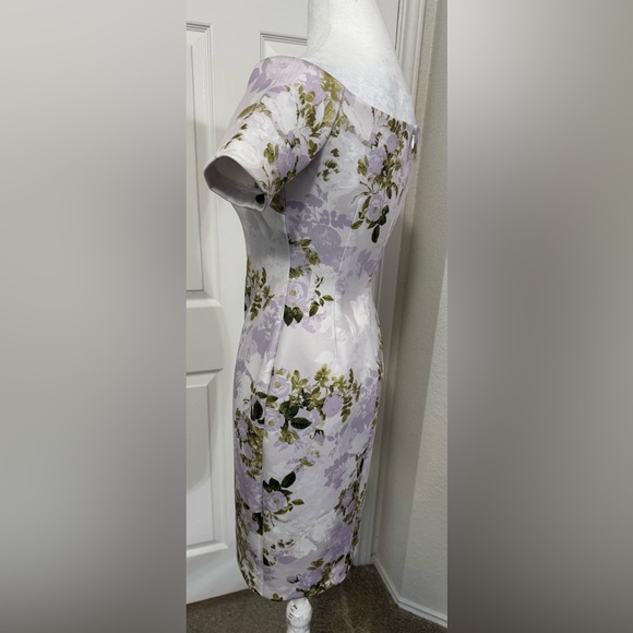 Calvin Klein Women's Off-The-Shoulder Floral Scuba Sheath Dress Size 2P - Picture 5 of 10